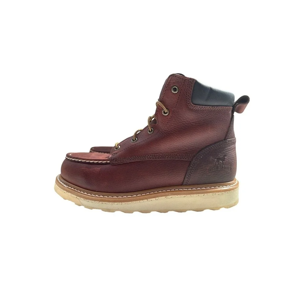 Irish Setter Ashby 83606 Mens‎ 9.5 D Brown Leather Moc Toe Wedge Work Boots